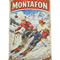 Retro Blechschild Heimat Montafon Skifahrer Familie
