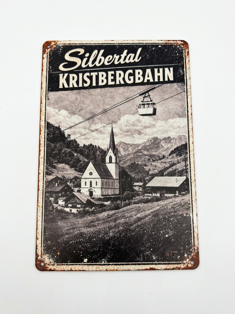 Retro Blechschild Heimat Silbertal Kristbergbahn