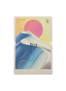 Retro Blechschild Winter Alpine Ski - pinker Mond