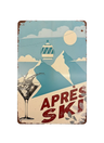 Retro Blechschild Winter Après Ski blau