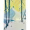Retro Blechschild Winter Landschaft - gelber Himmel