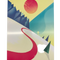 Retro Blechschild Winter Pinke Skispur