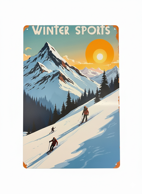 Retro Blechschild Winter Winter Sports
